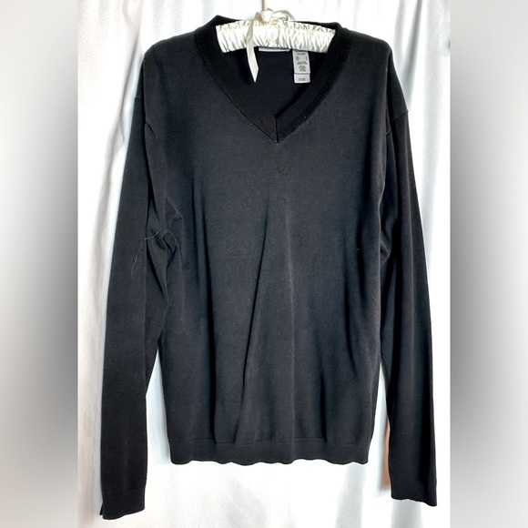 Clairborne Luxe Silk Blend Sweater in Black - Long Sleeves Modern Fit Size Large - Picture 1 of 6